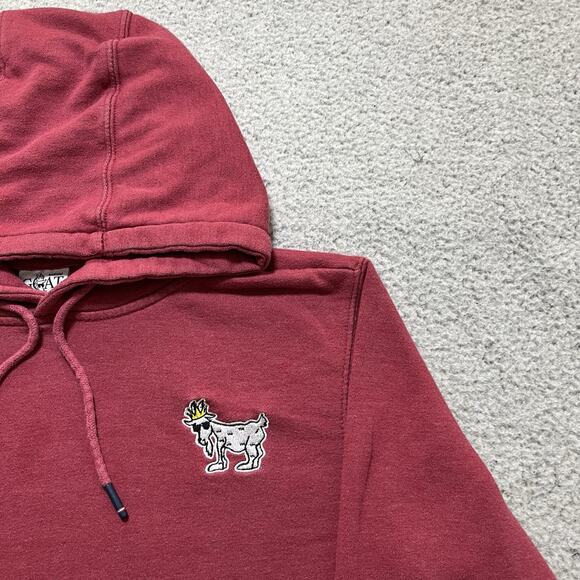 Goat USA Hoodie Mens Medium Red Sweatshirt Pullover Embroidered Pocket - Picture 3 of 13